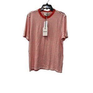 New Unison Men's Size M Orange Orange Burnt Siena Striped 3 Button * Stain*